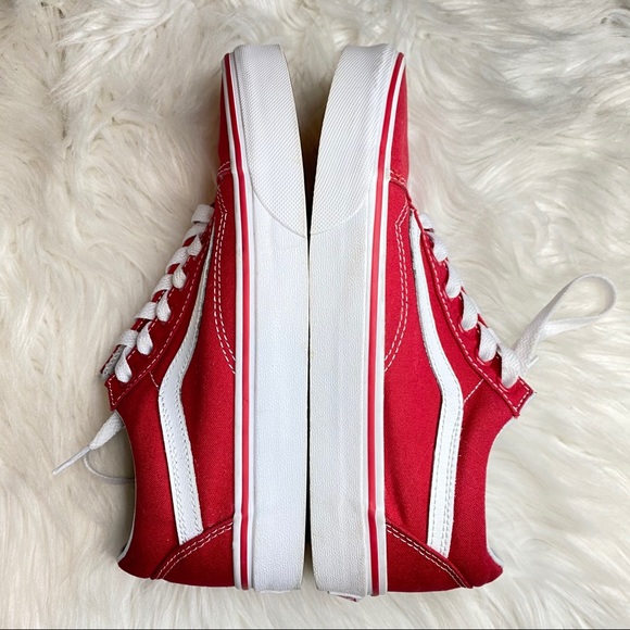 Vans Old Skool Low Top Red & White Unisex Shoes 7 - Picture 9 of 14